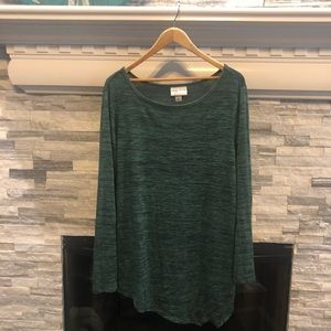 Dark Green Heathered Long Sleeve Ava & Viv Top 1X